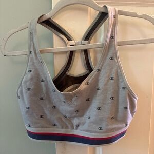 Champion Gray Logo Racerback Bralette with Striped Band